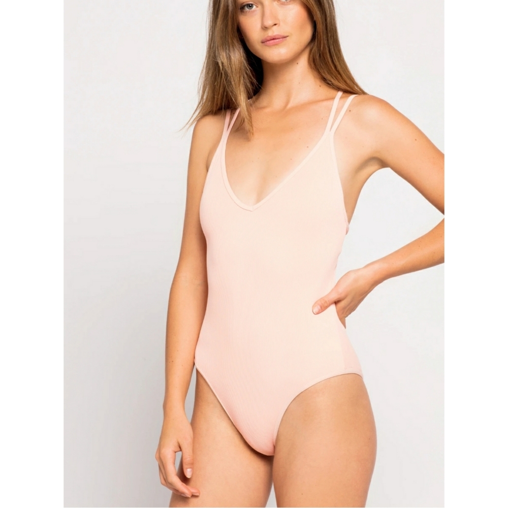 NWT L*Space V-Neck One-Piece Ribbed Swimsuit